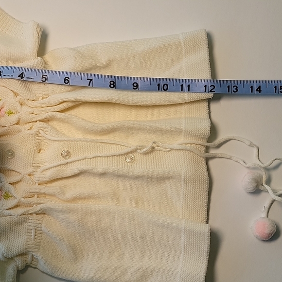 Vintage Miniatures Kids Sweater Dress Cardigan Knit Smocked Floral Flowers Girls - Picture 11 of 12